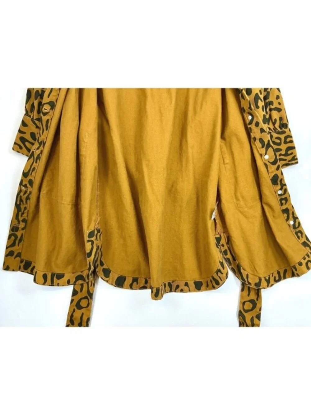 Future Collective Denim Syle Shirt Dress Sz 0 Leopard Print Statement Y2K Safari - Picture 7 of 14